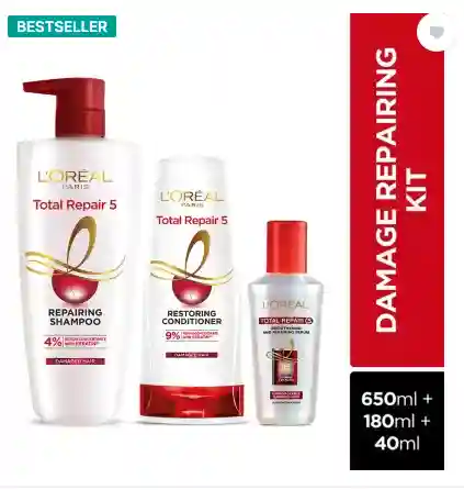 L Oréal Paris Total Repair 5 Shampoo 650ml + Conditioner 180ml + Serum 40ml